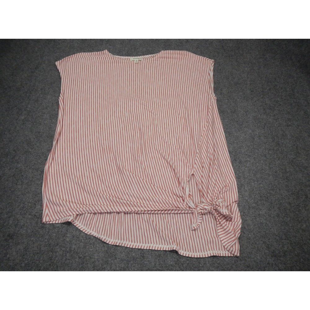 Max Studio Blush and White Striped Side-Tie Sleeveless Top